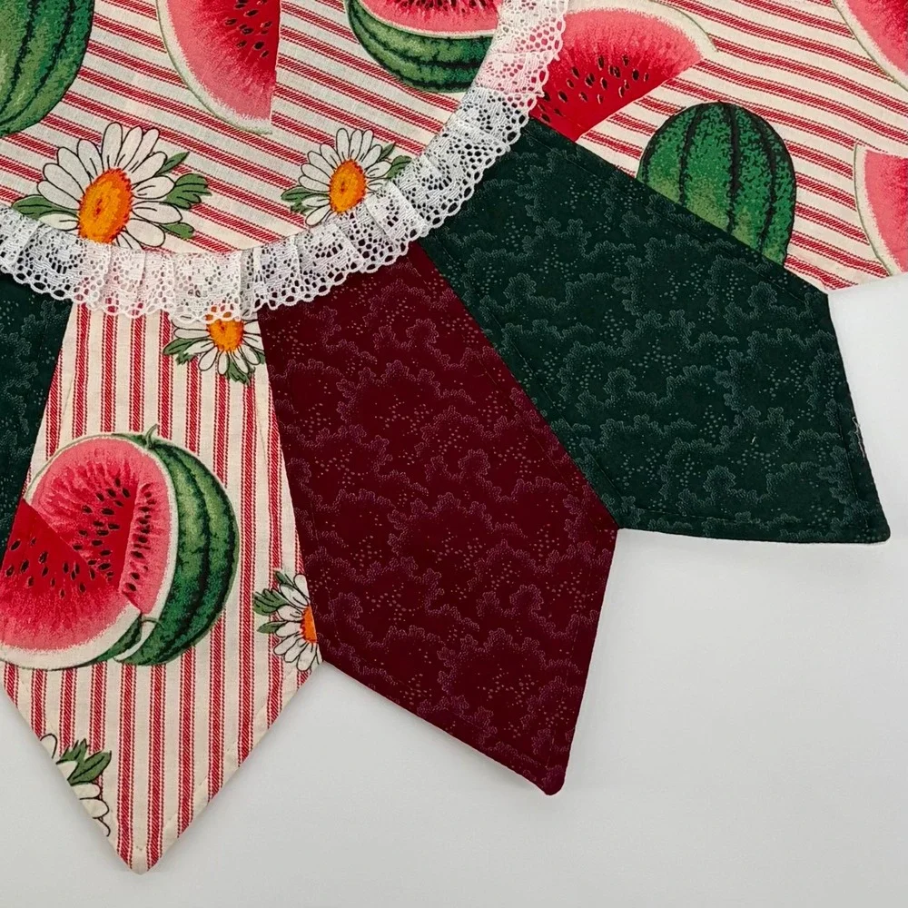 Handmade Watermelon Table Topper Quilted Star 30